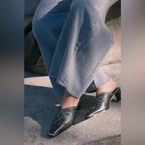 Free People Roxi Metal Tip Studded Leather Western Mules